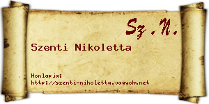 Szenti Nikoletta névjegykártya